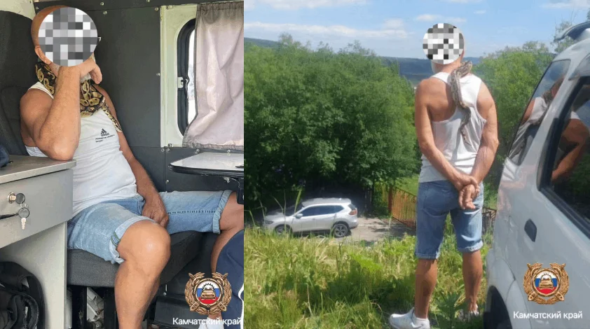 Пьяный водитель со змеёй на шее приехал жаловаться полицейским, что его лишили прав